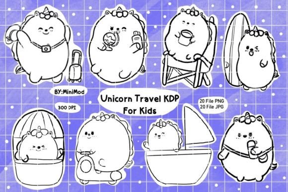 Download Unicorn Travle Coloring KDP for Kids - Premium Resources