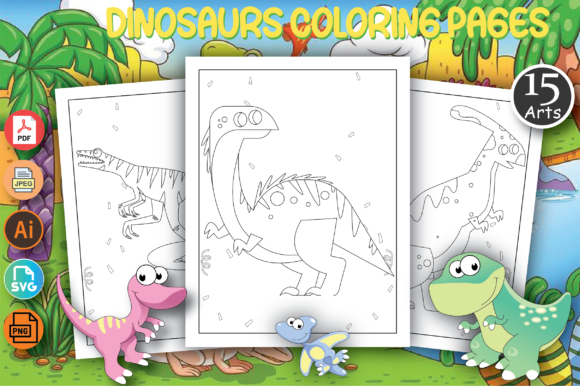 Download Cute Dinosaur Coloring Page KDP for Kids - Premium Bundle