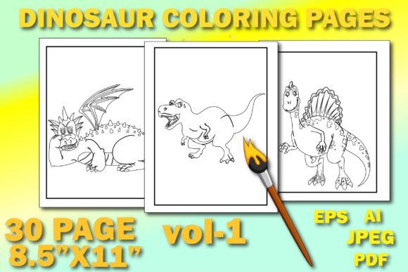 Download Dinosaur Coloring Page KDP for Kids - Premium Resources