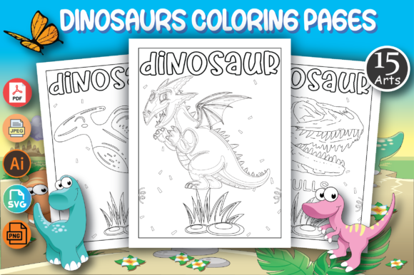 Download Dinosaur Coloring Pages KDP for Kids - Premium Bundle